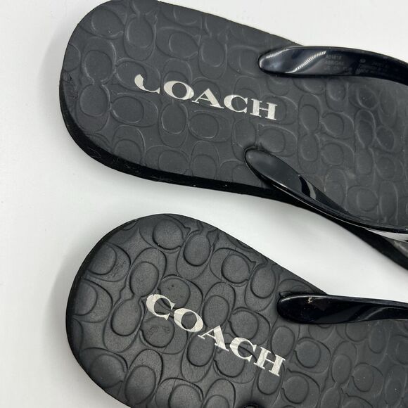 Coach Abbigail Black Women's Flip Flop Beach Summer Casual Sandals Size 8 - Picture 4 of 5